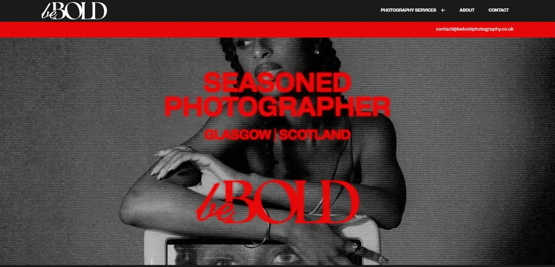 Homepage screenshot beboldphotography.co.uk